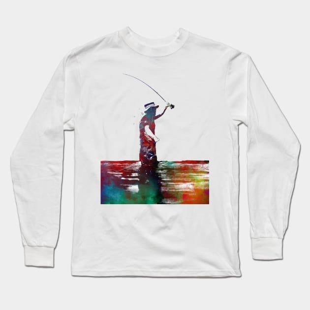 Fishing sport art #fishing Long Sleeve T-Shirt by JBJart